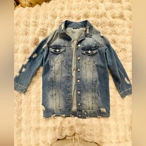 Chocolate USA Blue Denim Oversized Long Jacket Small